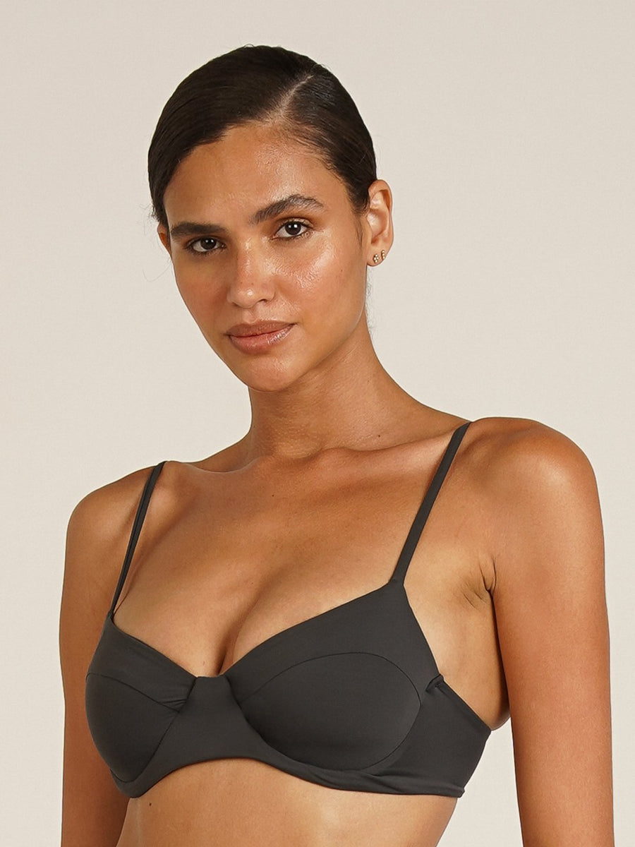 Top Biquíni Búzios Cinza Chumbo UV 50+ Panou