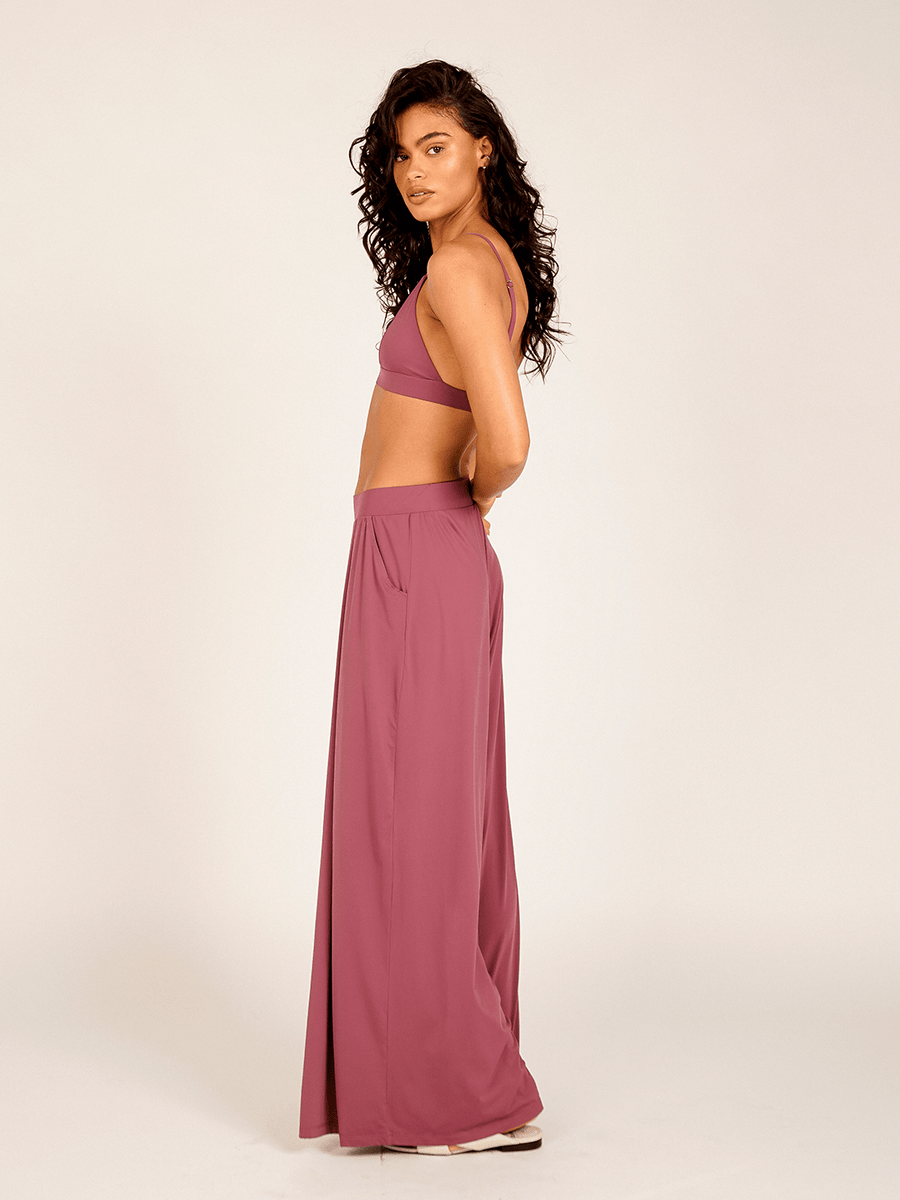 Calça Pantalona Budapeste Roxo Marsala UV 50+ Panou