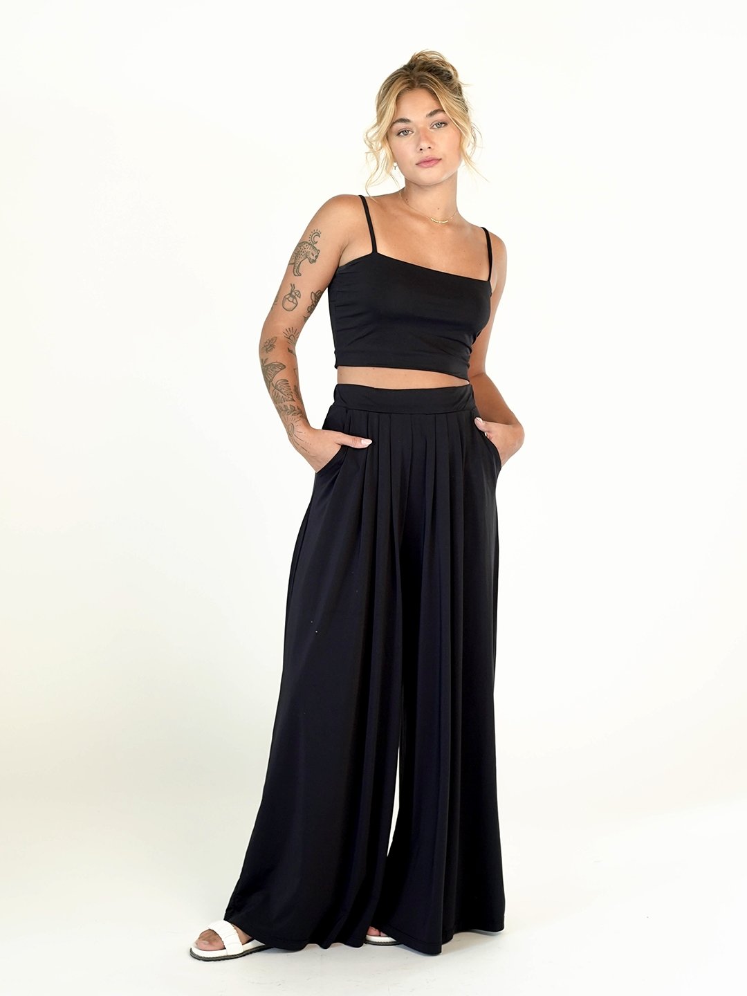 Calça Pantalona Budapeste Preta UV 50+ Panou